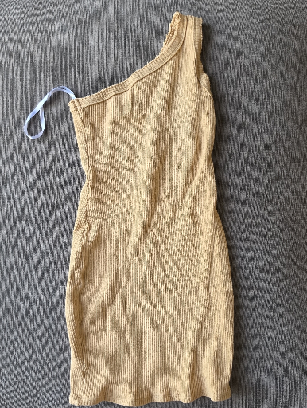 Urban Outfitters One-Shoulder Ribbed Mini Dress - Mustard Yellow